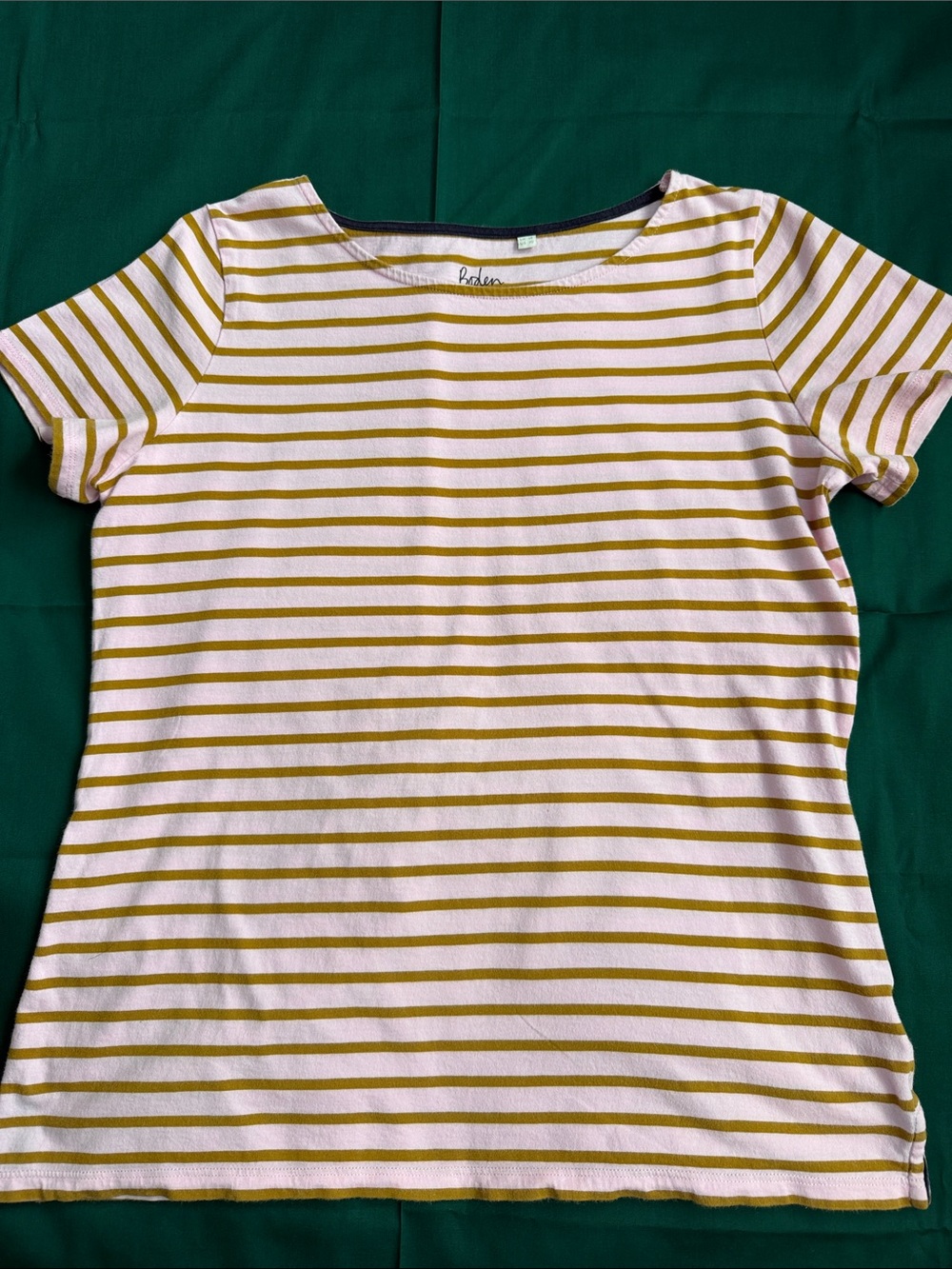Boden Pink and Camel Striped Short Sleeve Tee